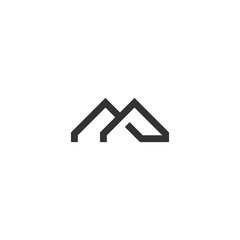 Letter MP for house logo icon monogram
