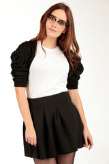 Blank t-shirt mock-up - Cute preppy, fashion geek girl ready for your design