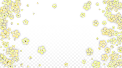 Blue Vector Realistic Blue Petals Falling on Transparent Background.  Spring Romantic Flowers Illustration. Flying Petals. Sakura Spa Design. Blossom Confetti. Design Elements for Wedding Decoration.