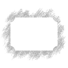 Fototapeta premium Srebrna ramka. Piękny wzór brokatu. Rocznika stylu dekoracyjna granica, odosobniony biały tło. Deco eleganckie luksusowe ramy do dekoracji, zdjęcia, baner świąteczny. Ilustracji wektorowych