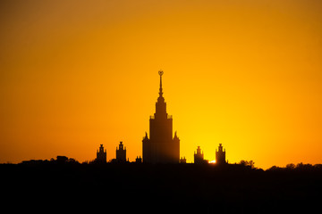 Fototapeta na wymiar sunset in moscow
