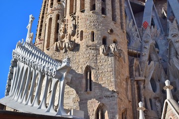 Gothic temple with high towers and different facades.