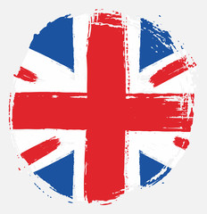 United Kingdom Circle Flag Vector Hand Painted with Rounded Brush