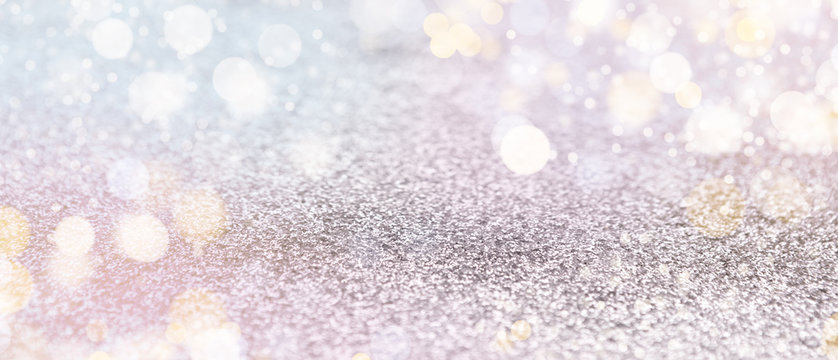 Blurred holiday panorama background with bokeh lights