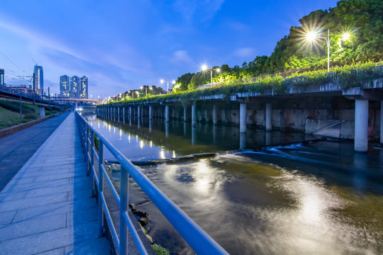 Night view of Buji River in Shenzhen