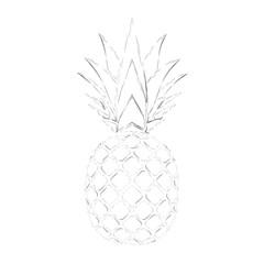 Pineapple grunge with leaf. Tropical exotic fruit isolated white background. Symbol of organic food, summer, vitamin, healthy. Nature logo. Design element silhouette icon. Vector illustration