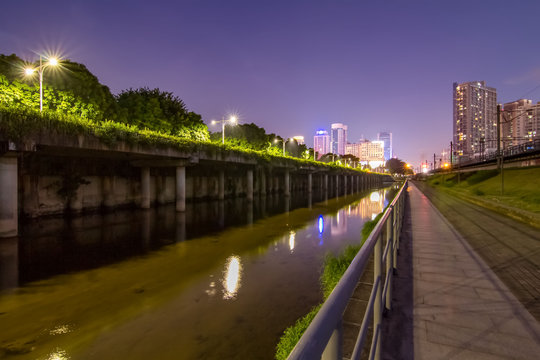 Night view of Buji River in Shenzhen