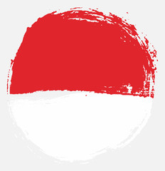 Monaco Circle Flag Vector Hand Painted with Rounded Brush