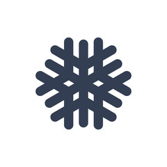 ChSnowflake icon. Black silhouette snow flake sign, isolated on white background. Flat design. Symbol of winter, frozen, Christmas, New Year holiday. Graphic element decoration. Vector illustration