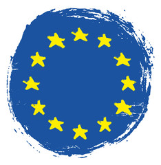 European Union Circle Flag Vector Hand Painted with Rounded Brush