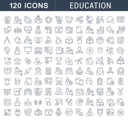 Set Vector Line Icons of Education.