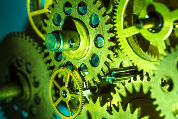 Abstract futuristic mechanism from old cog-wheels.