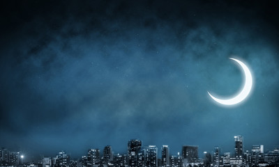 Night view of modern cityscape.