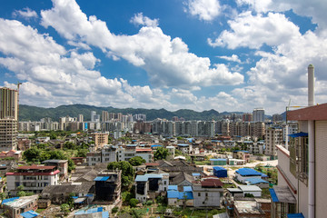 Meizhou Tai Po under blue sky and white clouds