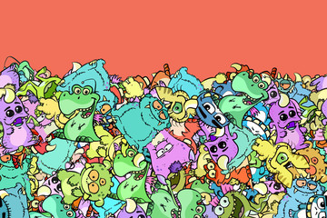 Cartoon Monster als Rahmen Hintergrund Header