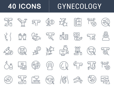 Set Vector Line Icons Of Gynecology.