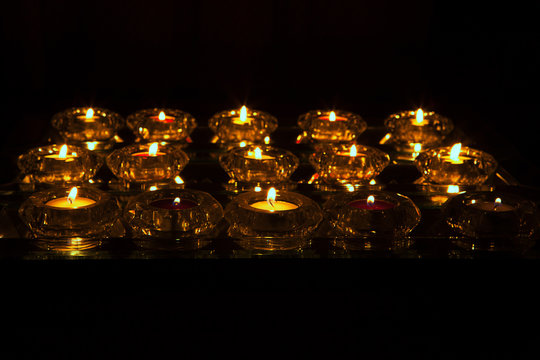 Tealight candles in crystal holders