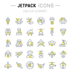 Fototapeta premium Set Vector Line Icons of Jetpack.