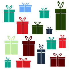 flat color  gifts on a white background