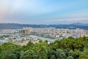 Fototapeta premium Night view of Tai Po County town, Meizhou 
