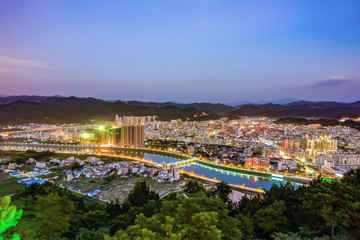 Night view of Tai Po County town, Meizhou	