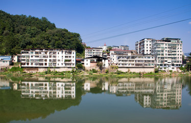 Fototapeta na wymiar Riverside Landscape in Tai Po, Meizhou