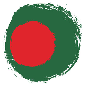 Bangladesh Circle Flag Vector Hand Painted with Rounded Brush