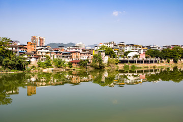 Fototapeta premium Riverside Landscape in Tai Po, Meizhou