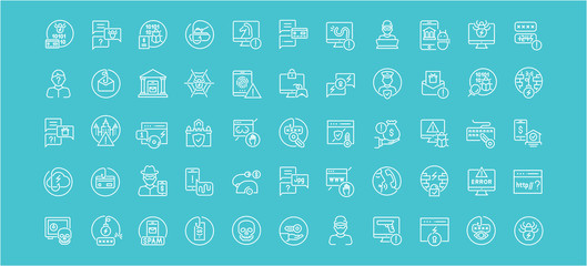 Set of Line Icons of Phishing.