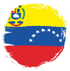 Venezuela Circle Flag Vector Hand Painted with Rounded Brush