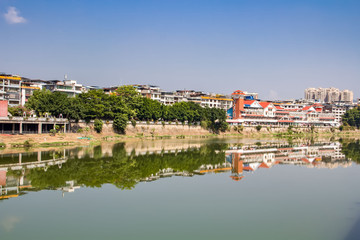 Fototapeta na wymiar Riverside Landscape in Tai Po, Meizhou
