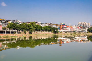 Fototapeta premium Riverside Landscape in Tai Po, Meizhou