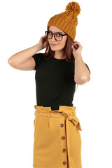 Blank t-shirt mock-up - Cute preppy, fashion geek girl ready for your design