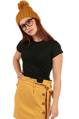 Blank t-shirt mock-up - Cute preppy, fashion geek girl ready for your design