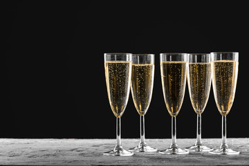 Many glasses of champagne