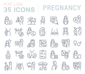 Set Vector Line Icons of Pregnancy.