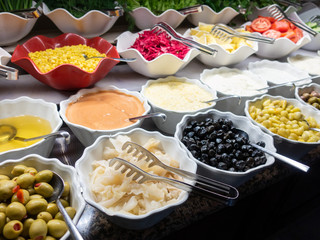 Hotel interior, buffet table, dessert, all inclusive