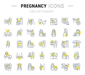 Fototapeta na wymiar Set Vector Line Icons of Pregnancy.