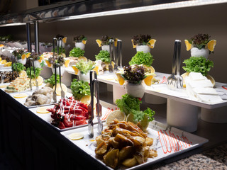 Hotel interior, buffet table, dessert, all inclusive
