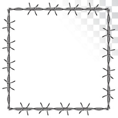 square barbed wire frame. isolated on transparent background