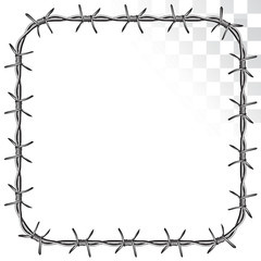 Obraz premium square frame with rounded barbed wire corners. isolated on transparent background
