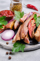 Portion of smoked ribs