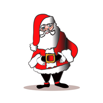 Santa Claus in glasses with smile, isolated on white background.hand drawn