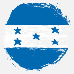 Honduras Circle Flag Vector Hand Painted with Rounded Brush