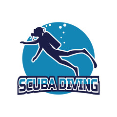 scuba diving logo for your business or sport school, vector illustration 