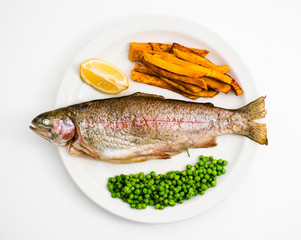 Fish and chips. Trout, top