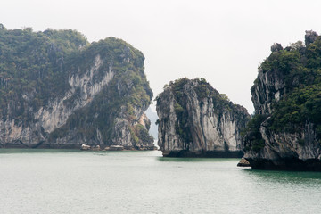 rocks over the sea in Halong Bay, Vietnam
