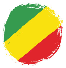 Obraz premium Republic of the Congo Circle Flag Vector Hand Painted with Rounded Brush