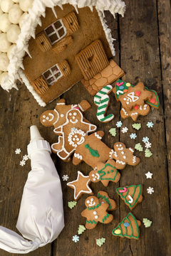 Making Gingerbread Men And Cookies