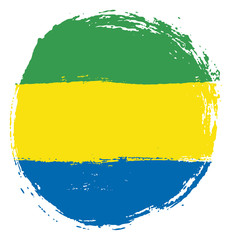 Obraz premium Gabon Circle Flag Vector Hand Painted with Rounded Brush